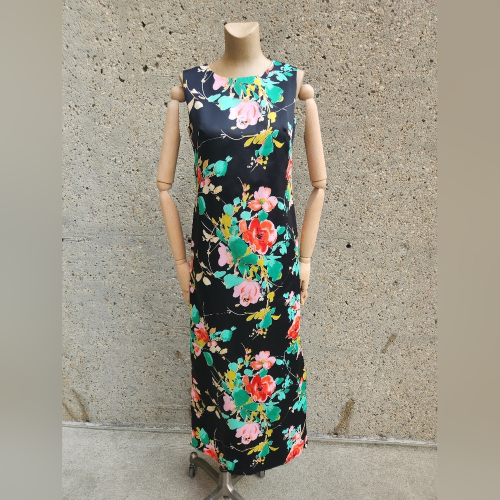 1970s pink & green floral maxi dress, Hawaiian Dress